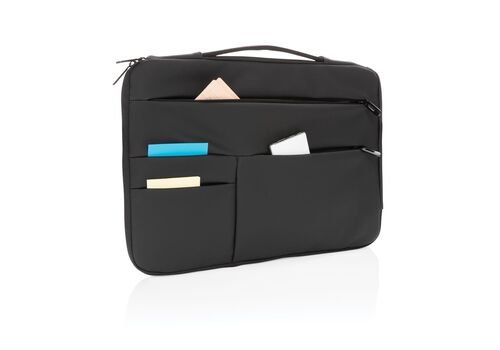 Smooth PU 15.6"laptop sleeve with handle, black
