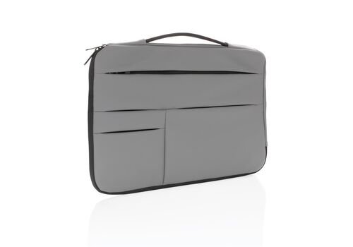 Smooth PU 15.6"laptop sleeve with handle, grey