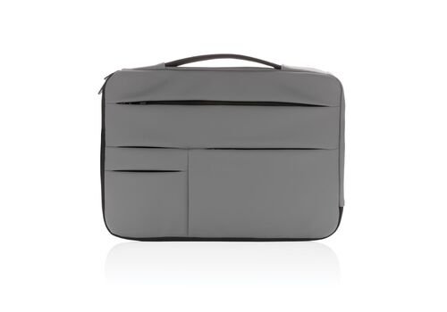 Smooth PU 15.6"laptop sleeve with handle, grey