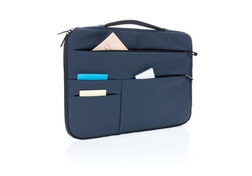 Smooth PU 15.6&quot;laptop sleeve with handle, navy