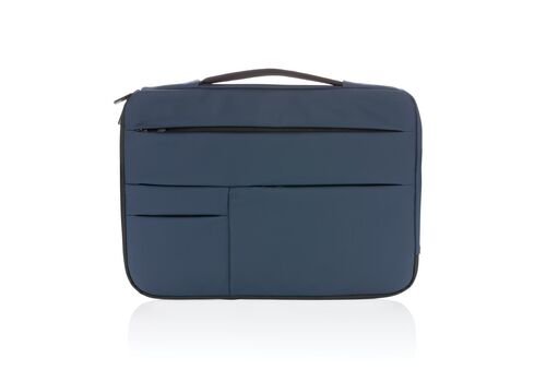 Smooth PU 15.6&quot;laptop sleeve with handle, navy