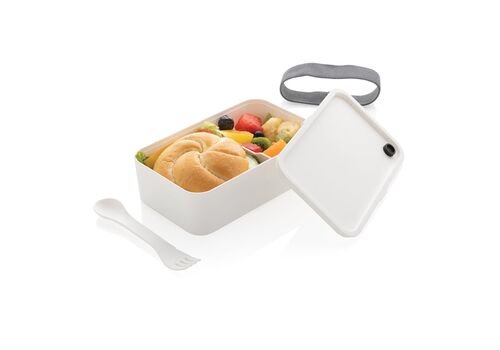 PP lunchbox with spork, white