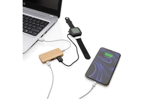 Bamboo hub with Type-C, brown