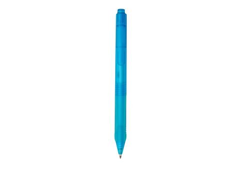 X9 frosted pen with silicon grip, blue