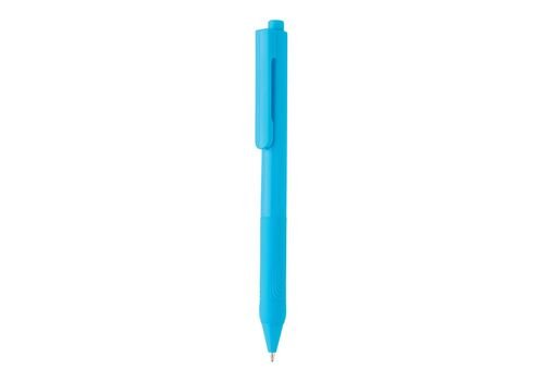 X9 solid pen with silicon grip, blue