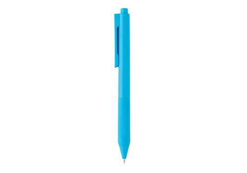 X9 solid pen with silicon grip, blue
