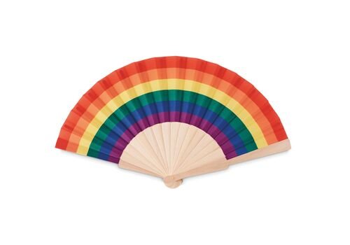Rainbow wooden hand fan