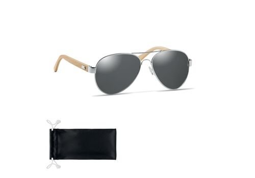 Bamboo sunglasses in pouch