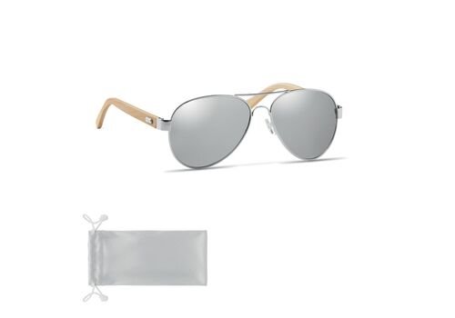 Bamboo sunglasses in pouch