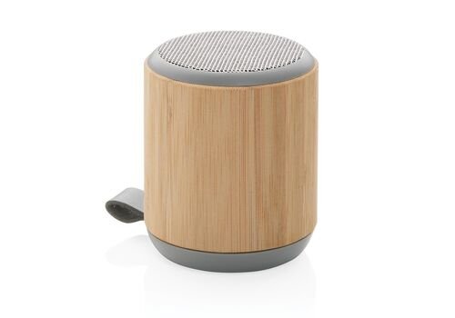 Bamboo and fabric 3W wireless speaker, brown