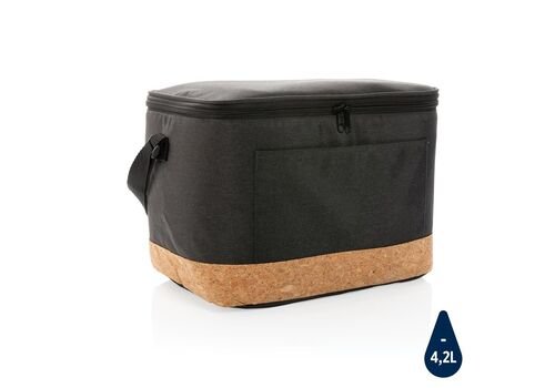 Impact AWARE™ XL RPET two tone cooler bag w/cork detail, bla