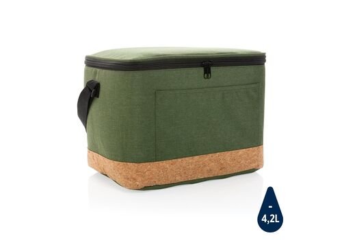 Impact AWARE™ XL RPET two tone cooler bag w/cork detail, gre