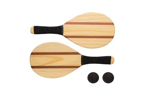 Wooden frescobol tennis set, brown