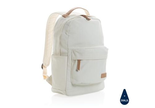 Impact AWARE™ 16 oz. recycled canvas backpack, white