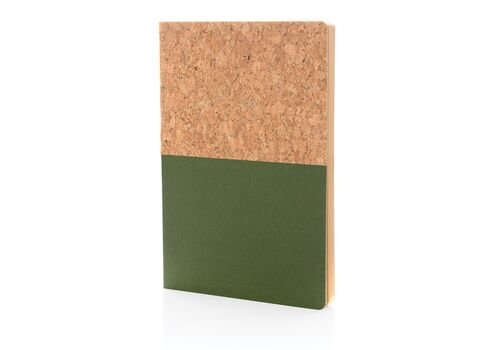 A5 cork &amp; kraft notebook, green