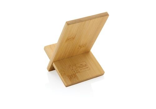 FSC® bamboo phone stand in FSC® kraft box, brown