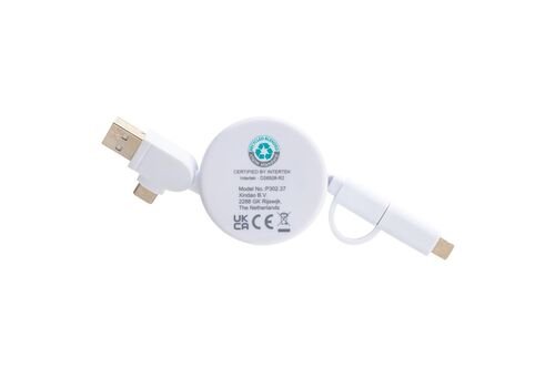 RCS recycled plastic Ontario 6-in-1 retractable cable, white