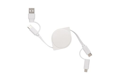 RCS recycled plastic and TPE 6 in 1 cable, white