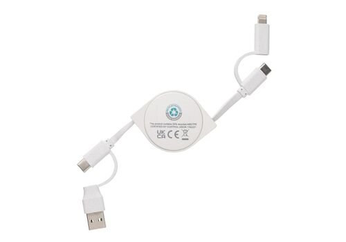 RCS recycled plastic and TPE 6 in 1 cable, white