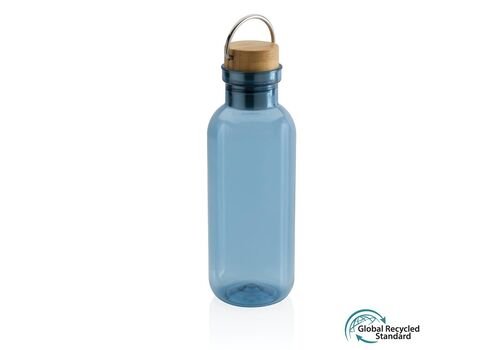 GRS RPET bottle with FSC bamboo lid and handle, blue