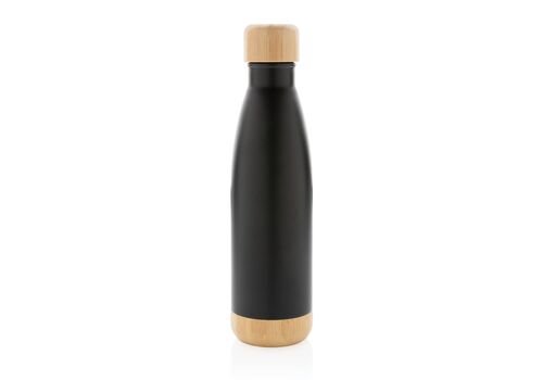 Vacuum stainless steel bottle with bamboo lid and bottom, bl