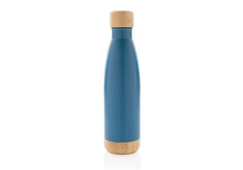 Vacuum stainless steel bottle with bamboo lid and bottom, bl