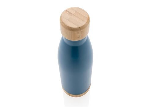 Vacuum stainless steel bottle with bamboo lid and bottom, bl