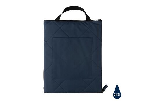 Impact Aware™ RPET foldable quilted picnic blanket, navy