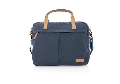 Impact AWARE™ 16 oz. recycled canvas laptop bag, blue