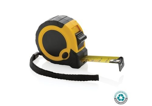 RCS recycled plastic 5M/19 mm tape with stop button, yellow