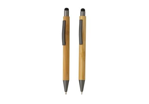 FSC® bamboo modern pen set in box, brown