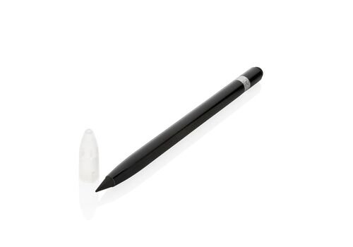 Aluminum inkless pen with eraser, black