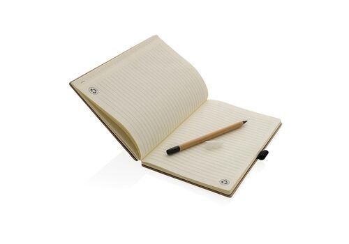 FSC® bamboo notebook and infinity pencil set, brown