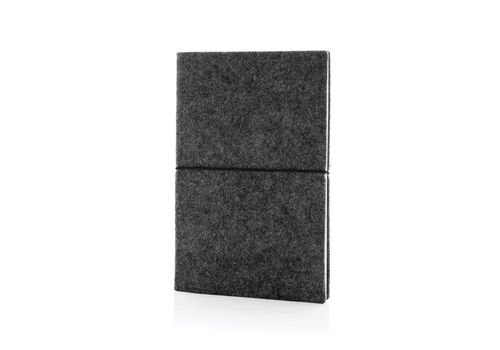GRS certified recycled felt A5 softcover notebook, black