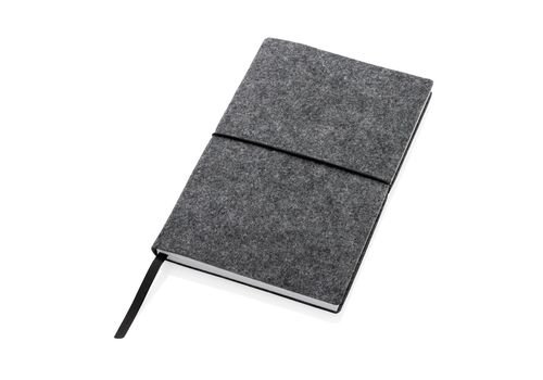 GRS certified recycled felt A5 softcover notebook, black