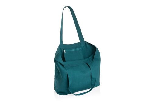 Impact AWARE™ recycled canvas shopper w/pocket 240 gsm, verdigris