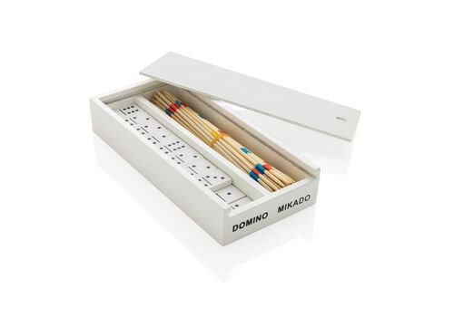 FSC® Deluxe mikado/domino in wooden box, white