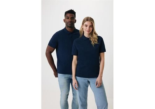 Iqoniq Yosemite recycled cotton pique polo, navy