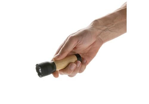 Lucid 1W RCS certified recycled plastic &amp; bamboo torch, black