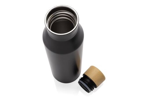 Gaia RCS certified recycled stainless steel vacuum bottle, black