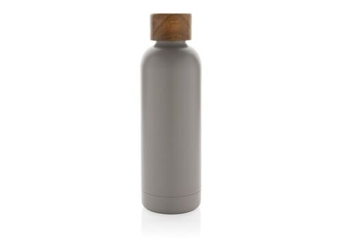 Wood RCS certified recycled stainless steel vacuum bottle, grey
