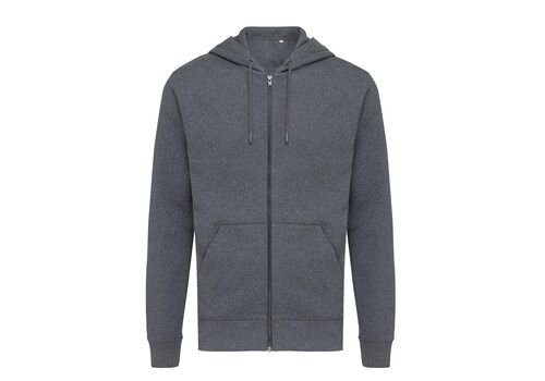 Iqoniq Abisko recycled cotton zip through hoodie, heather anthracite