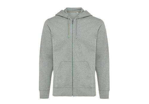 Iqoniq Abisko recycled cotton zip through hoodie, heather green
