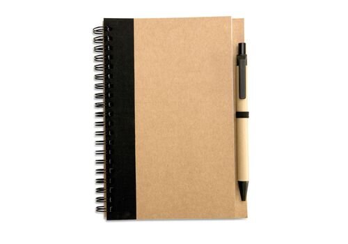 Perdirbta užrašų knygelė su tušinuku