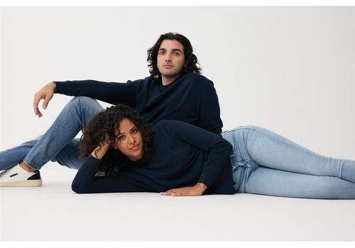 Iqoniq Etosha lightweight recycled cotton crew neck, navy