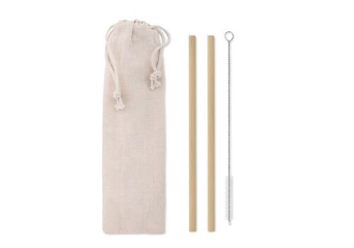 Bambukiniai šiaudeliai su šepetėliu maišelyje